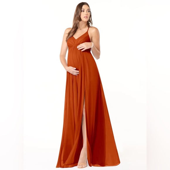 Azazie Rust Maxi Dress Size A8 - Picture 1 of 9